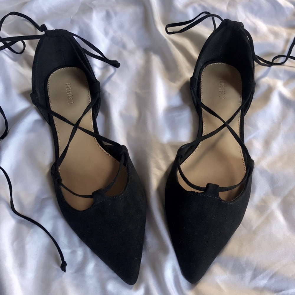 Forever 21 Pointed toe ankle strap flats.